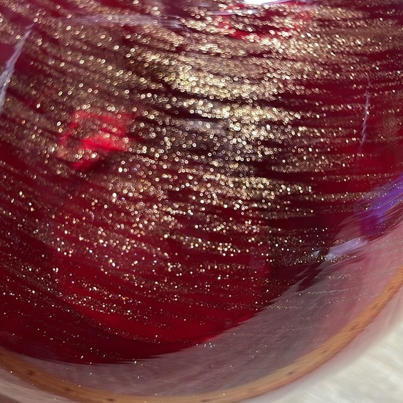 Abbott Rich Red and Metallic Gold Glass Sphere Vase Home Decor Round Ball - Picture 2 of 8